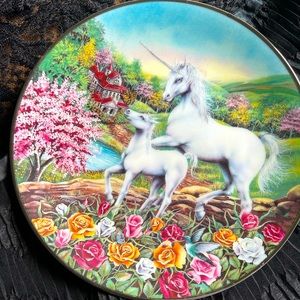 VTG 1993 Kingdom of the Unicorn, Chasing a Dream. Bradford Exchange. # 1347A